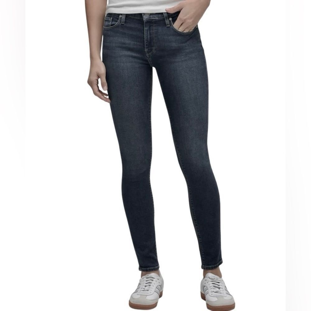 Hudson Jeans Nico Mid Rise Super Skinny Jeans in Faded Black Wash Women’s 27